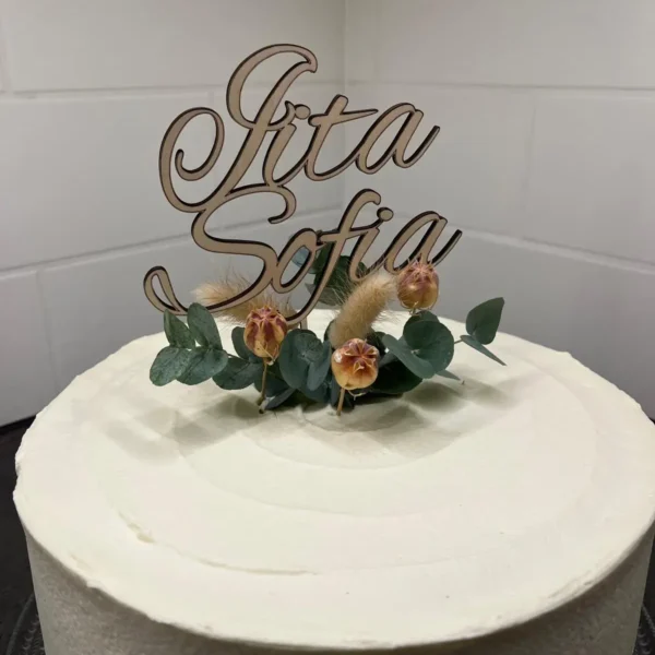 Kakkukoriste tekstillä